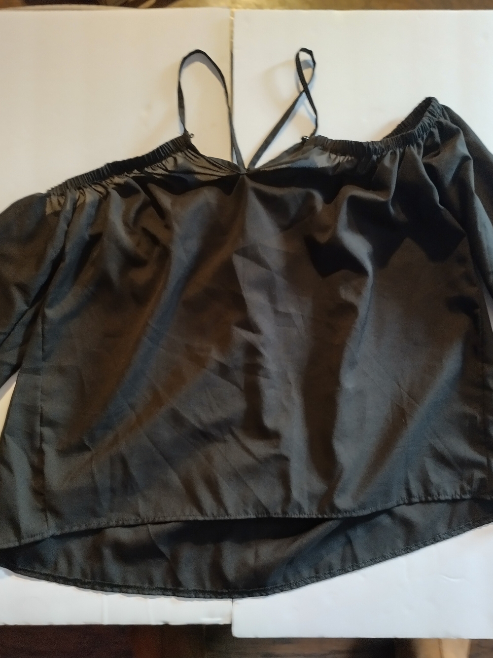ME Makeover Essentials Black Off-Shoulder Satin Camisole